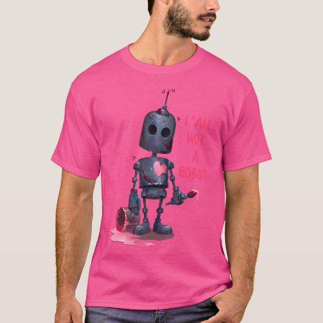 I'M Not A Robot Grey With Computer Internet T-Shirt (Vorderseite)