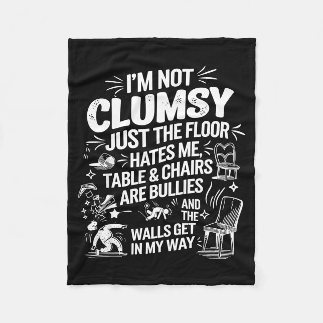 I'm Not Clumsy Funny Retro Saying Quote  Fleecedecke (Vorderseite)