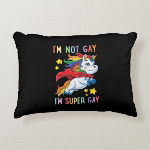 Im Not Gay Im Super Gay Pride LGBT Flag Unicorn Dekokissen