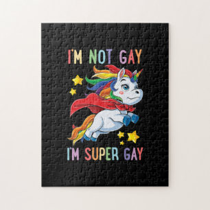 Im Not Gay Im Super Gay Pride LGBT Flag Unicorn Puzzle