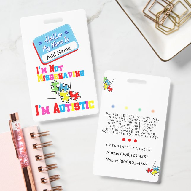 Im Not Misbehaving I have Autism ID Badge  Ausweis (Büro)