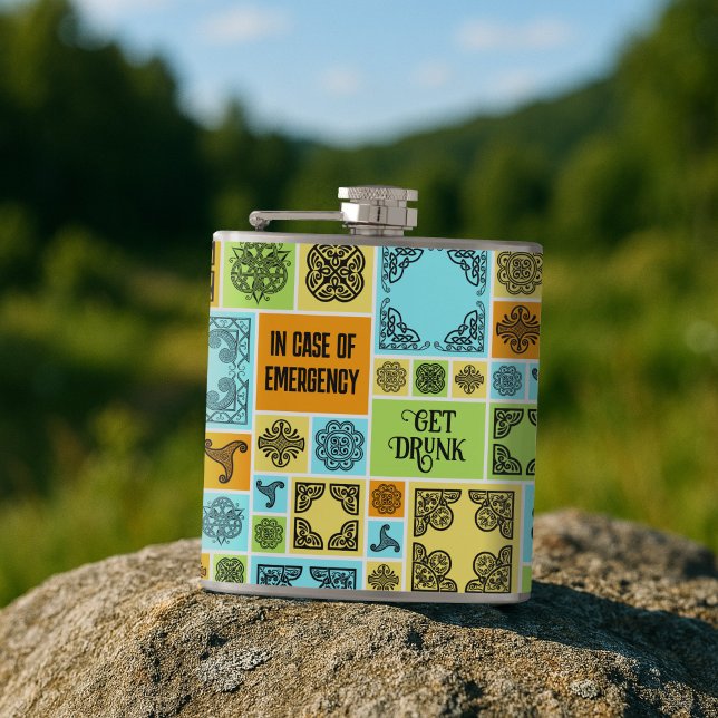 Im Notfall Betrunkene Orange & Blue Flachmann (Von Creator hochgeladen)