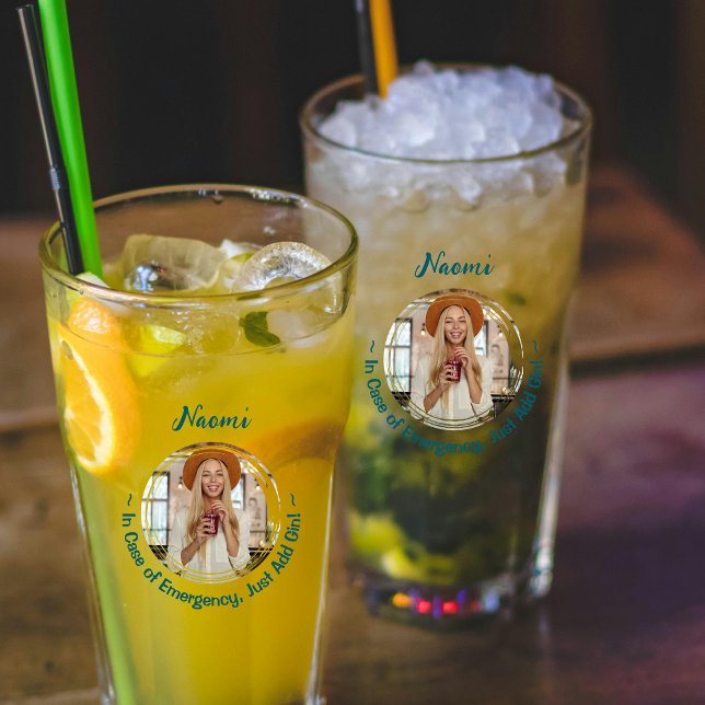 "Im Notfall einfach Gin hinzufügen" Foto Glas (Funny incase of emergency just add gin glass gift  for friends)