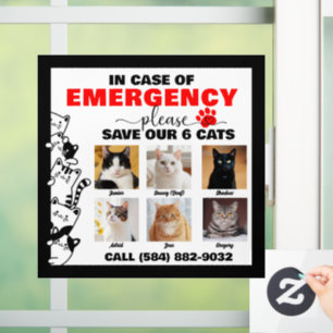 Im Notfall werden 6 Katzen mit benutzerdefiniertem Fensteraufkleber