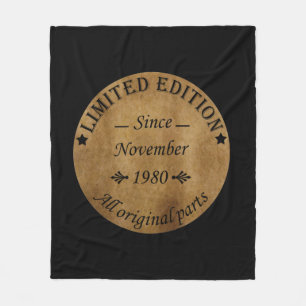 Im November 1980 geboren Vintage Geburtstagsgesche Fleecedecke