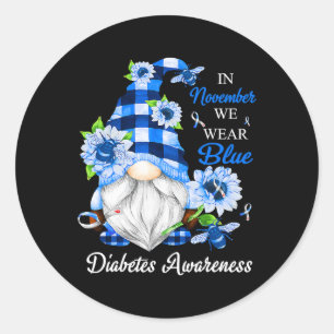 Im November tragen wir blaue Gnome Diabetes-Bewuss Runder Aufkleber
