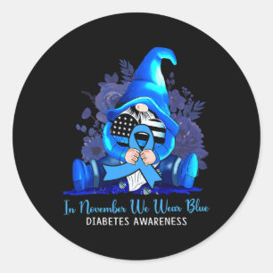 Im November tragen wir blaue Gnome Diabetes-Bewuss Runder Aufkleber