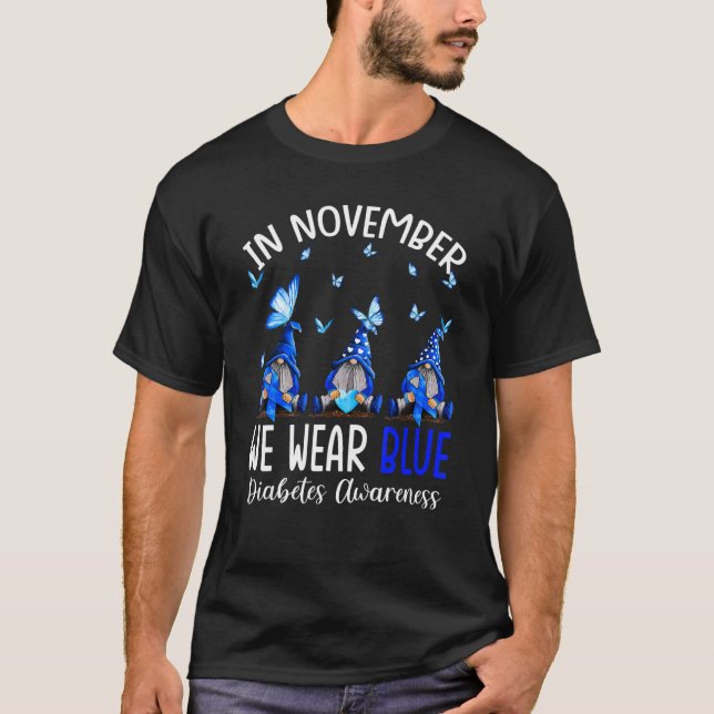 Im November tragen wir blaue Gnome Diabetes-Bewuss T-Shirt (Vorderseite)
