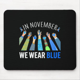 Im November tragen wir blaue Hände Diabetes Bewuss Mousepad