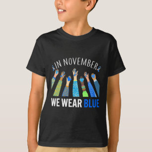 Im November tragen wir blaue Hände Diabetes Bewuss T-Shirt