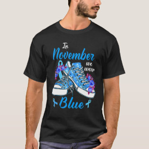 Im November tragen wir blaue Schuhe Blume Diabetes T-Shirt