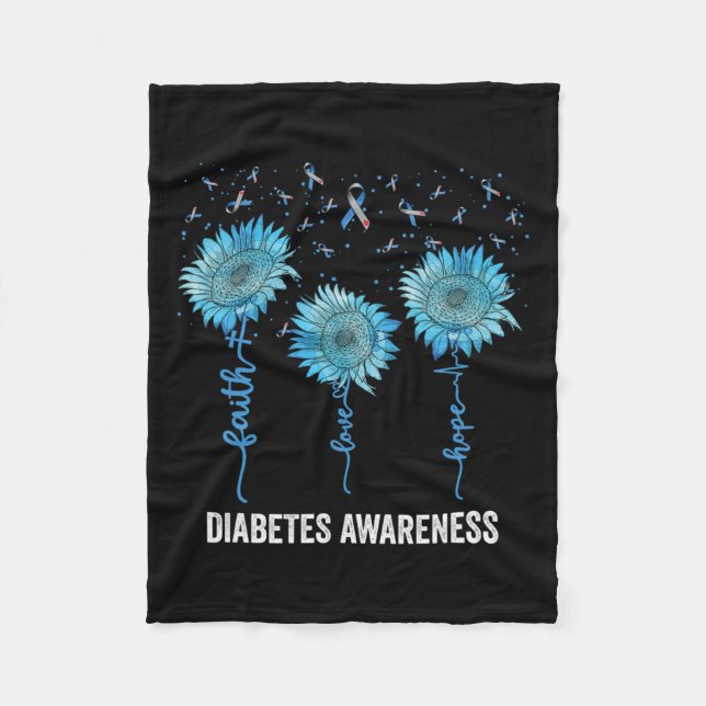 Im November tragen wir blaue Sonnenblumen Diabetes Fleecedecke (Vorderseite)