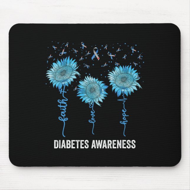 Im November tragen wir blaue Sonnenblumen Diabetes Mousepad (Vorne)