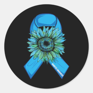 Im November tragen wir blaue Sonnenblumen Diabetes Runder Aufkleber