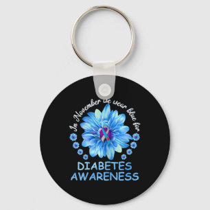 Im November tragen wir blaue Sonnenblumen Diabetes Schlüsselanhänger