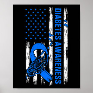 Im November tragen wir blaue US-Flagge Diabetes Aw Poster