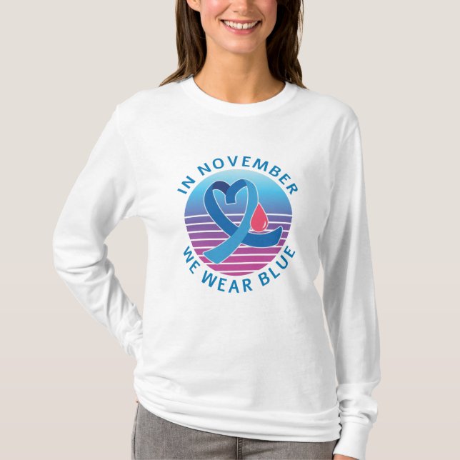 Im November tragen wir Blauen Diabetes Bewusstsein T-Shirt (Vorderseite)