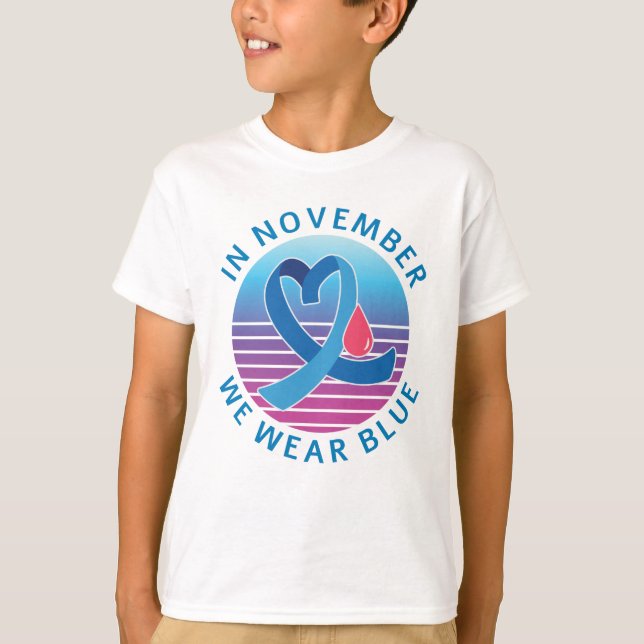 Im November tragen wir Blauen Diabetes Bewusstsein T-Shirt (Vorderseite)