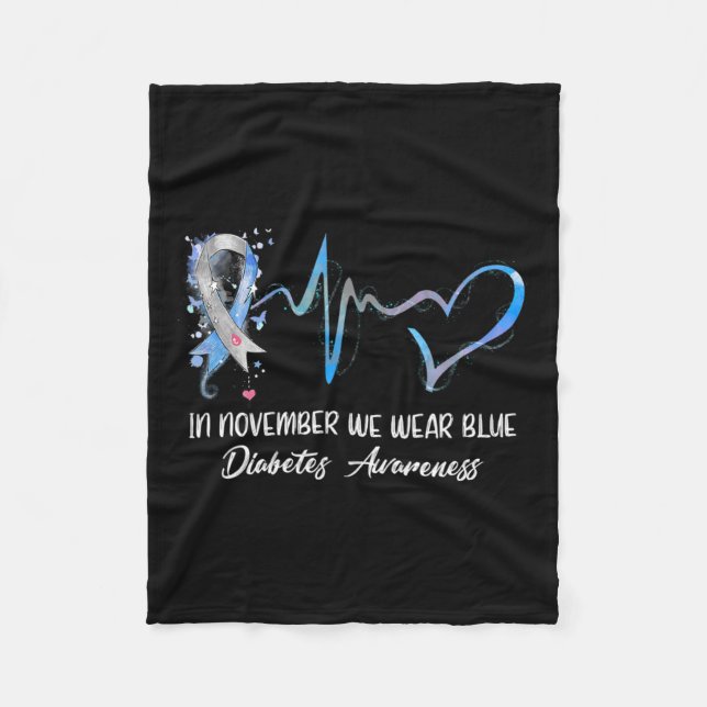 Im November tragen wir Blauer Diabetes-Sensibilisi Fleecedecke (Vorderseite)