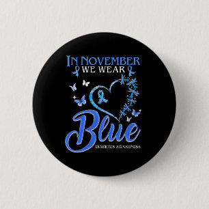 Im November tragen wir Blauer Herzschlag Diabetes. Button