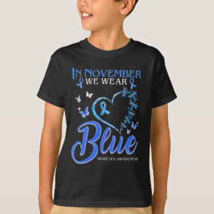 Im November tragen wir Blauer Herzschlag Diabetes. T-Shirt