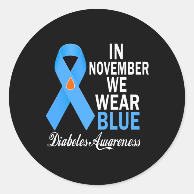 Im November tragen wir blaues Diabetes Awareness B Runder Aufkleber (Vorderseite)