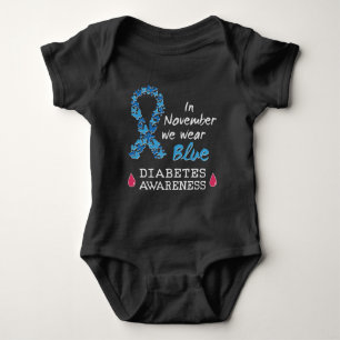 Im November tragen wir blaues Diabetes-Bewusstsein Baby Strampler