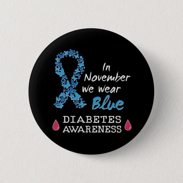 Im November tragen wir blaues Diabetes-Bewusstsein Button (Vorderseite)