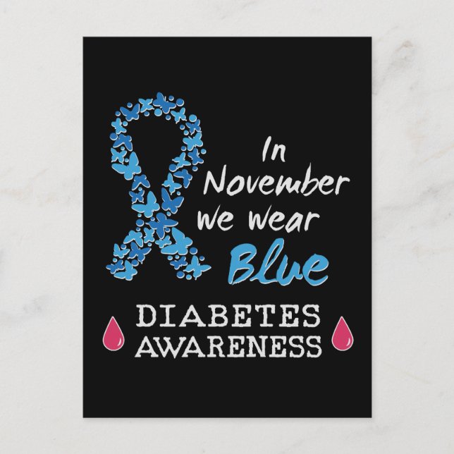 Im November tragen wir blaues Diabetes-Bewusstsein Postkarte (Vorderseite)