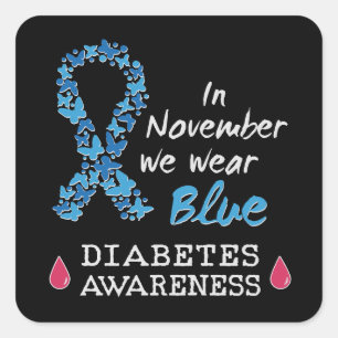 Im November tragen wir blaues Diabetes-Bewusstsein Quadratischer Aufkleber