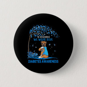 Im November tragen wir Blue Boxer Tattoo Dog Diabe Button