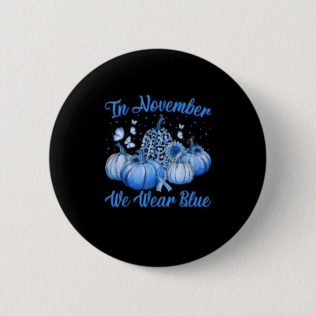 Im November tragen wir Blue Leopard Pumpkin Diabet Button (Vorderseite)