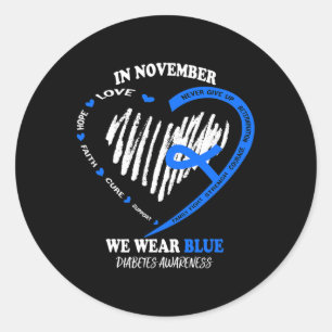 Im November tragen wir Blue Messy Bun Diabetes Awa Runder Aufkleber