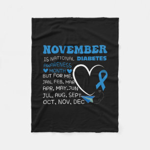 Im November tragen wir den Monat des Blauen Diabet Fleecedecke