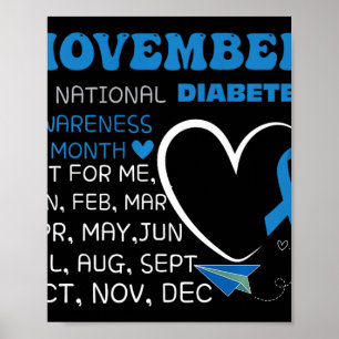 Im November tragen wir den Monat des Blauen Diabet Poster