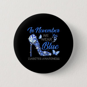 Im November tragen wir Diabetes mit blauer Ribbon- Button