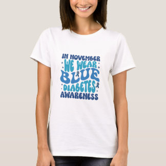 Im November tragen wir ein blaues Diabetes-Bewusst T-Shirt