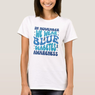 Im November tragen wir ein blaues Diabetes-Bewusst T-Shirt