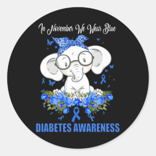 Im November tragen wir eine blaue Elefantendiabete Runder Aufkleber
