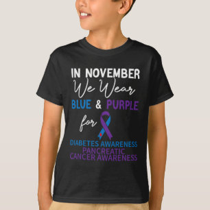 Im November tragen wir eine blaue und Lila Diabete T-Shirt