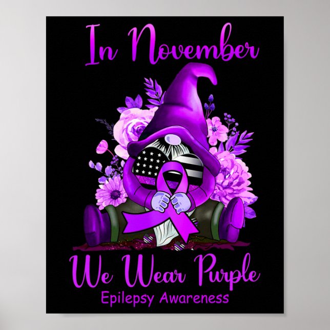 Im November tragen wir Lila Gnome Ribbon Epilepsie Poster (Vorne)