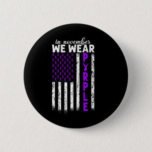 Im November tragen wir Lila Pankreaskrebs Usa F Button