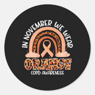 Im November tragen wir Orange Rainbow CRPS Awarene Runder Aufkleber