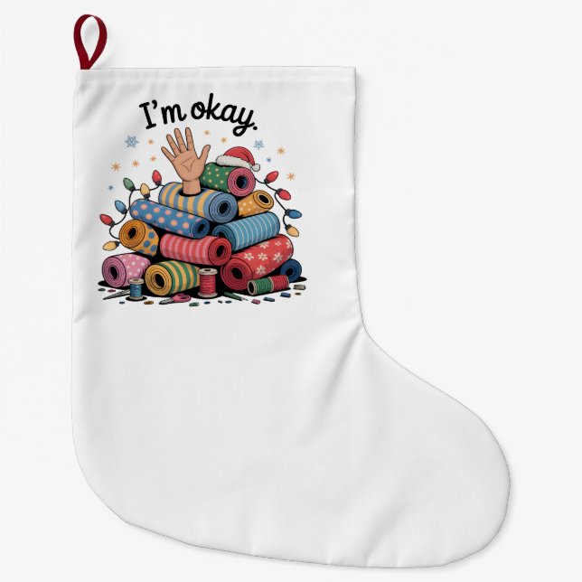 I'm Okay Funny Quilting Christmas Lovers Großer Weihnachtsstrumpf (Vorderseite)