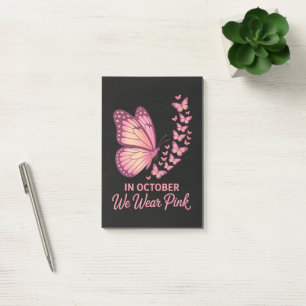 Im Oktober Pink Breast Butterfly Post-it Klebezettel