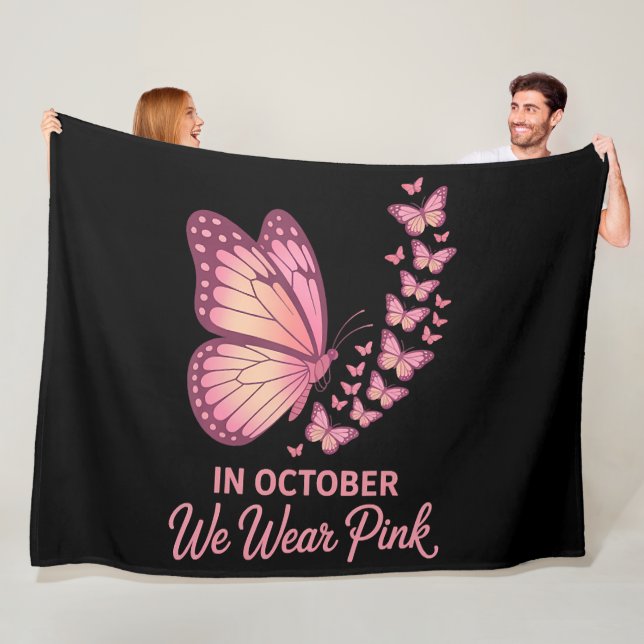 im Oktober rosa Brust Schmetterling Fleecedecke (Beispiel)