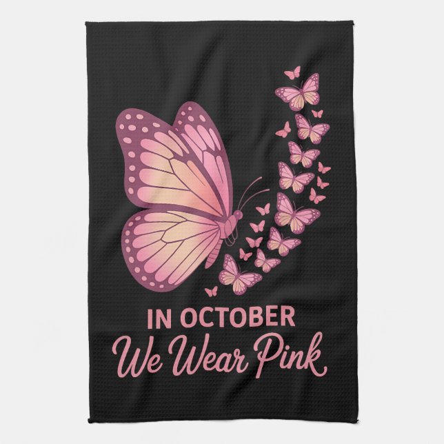 im Oktober rosa Brust Schmetterling Geschirrtuch (Vertikal)