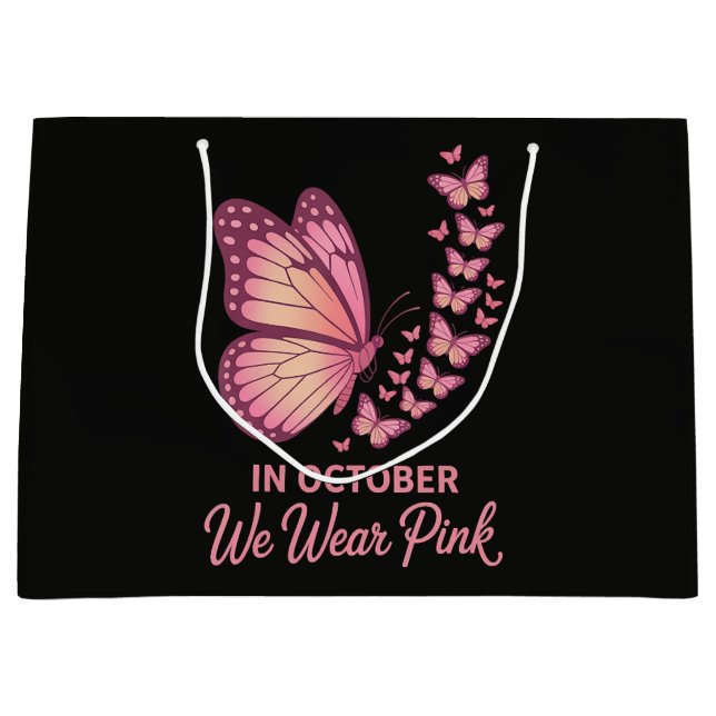 Im Oktober Rosa Brust Schmetterling Große Geschenktüte (Vorderseite)