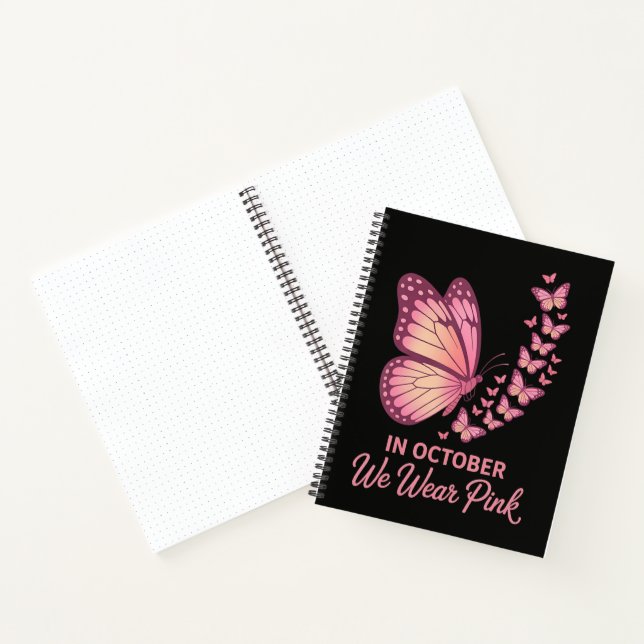 Im Oktober Rosa Brust Schmetterling Notizbuch (Innenseite)