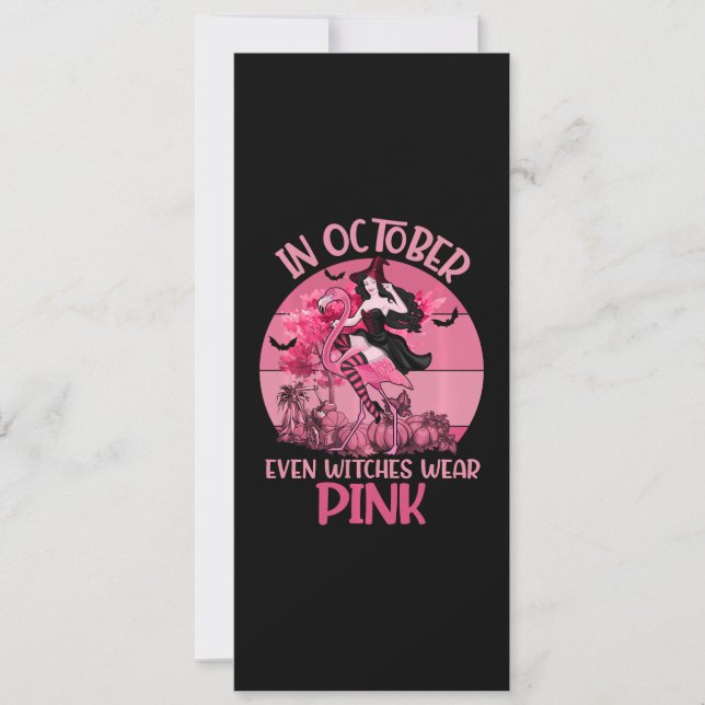 Im Oktober tragen sogar Hexen eine rosa T-Shirt-Br Einladung (Vorderseite)